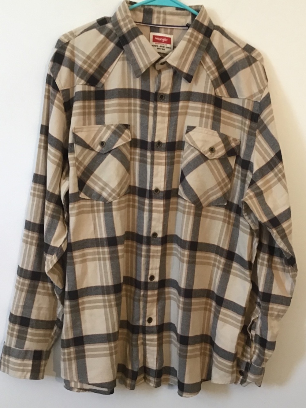Mens Wrangler Long Sleeve Button Up Shirt Size XL